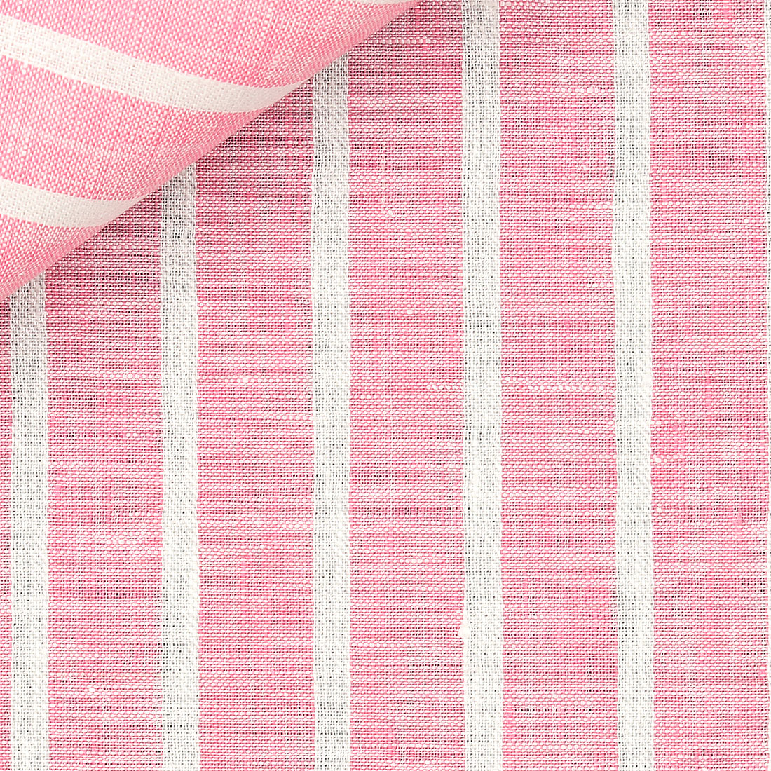 Tessuto a righe grandi bianche e rosa 	100% lino