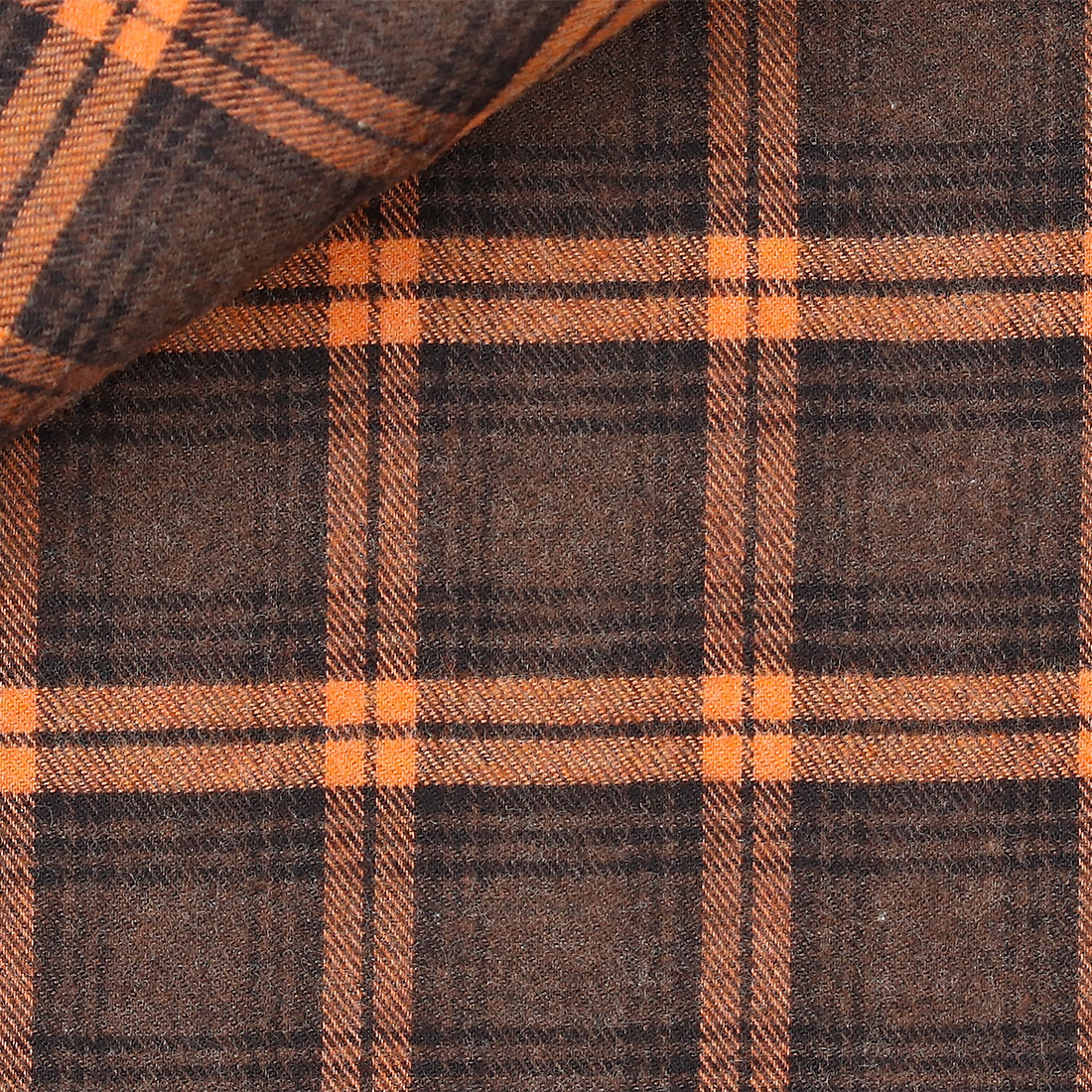 Thomas Mason brown, orange and black checked fabric