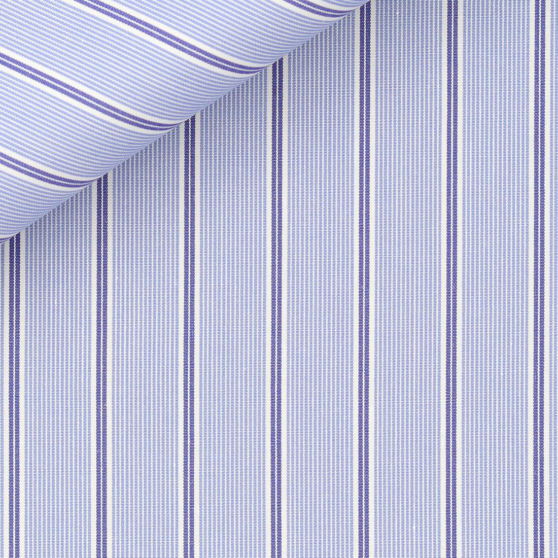 Thomas Mason 100% light/dark blue striped cotton fabric