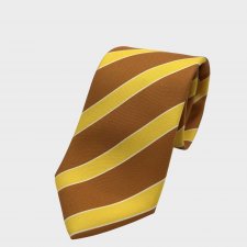 Cravatta Made in Como in pura seta regimental con righe gialle e marroni 8cm x 148cm