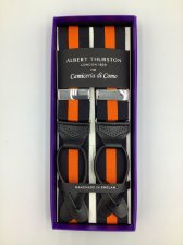 Orange and Black Stripe Braces. Brogue leather ends (#873)