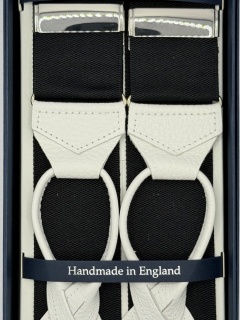 Bretelle Nere con pelle bianca martellata (#612)