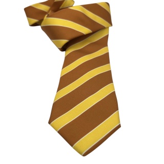 Cravatta Made in Como in pura seta regimental con righe gialle e marroni 8cm x 148cm