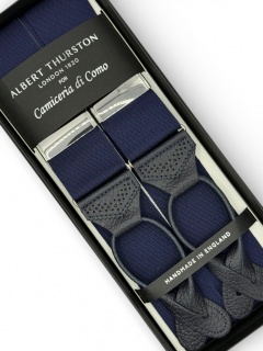 Bretella blu navy con pelle blu martellata brogue (#1296)