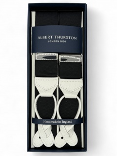 Bretelle Nere con pelle bianca martellata (#612)  Bretelle Nere con pelle bianca martellata (#612)