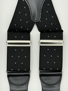 Elastico nero con pois bianchi 35mm 4 clips (#1342)