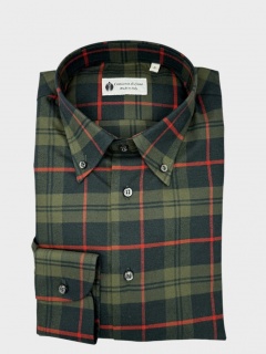 Camicia In Flanella Da Uomo – Quadri Scozzesi Rosso E Verde Scuro, Taglia M, Con Tasca