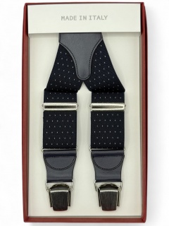 Bretelle in elastico blu pois bco 35mm 4 clips (#1190)
