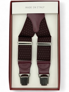 Bretelle in elastico bordeaux pois bco 35mm 4 clips (#1189)