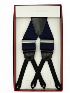 Bretelle in elastico blu navy con passamaneria (#1110)