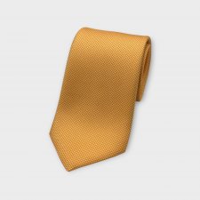 Cravatta Made in Como in pura seta stampata arancione con motivi arancione chiaro 8cm x 150cm