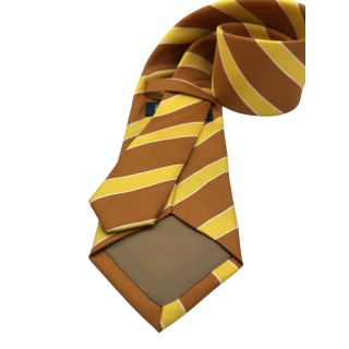 Cravatta Made in Como in pura seta regimental con righe gialle e marroni 8cm x 148cm