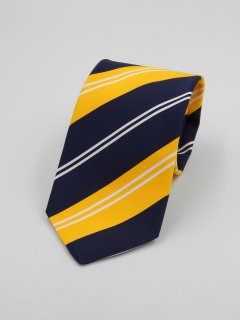 Cravatta Regimental giallo/blu/bianco 100% seta