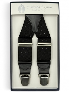 Elastic bracesblack white polka dots 35mm 4 clip (#1342)