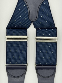 Elastic braces white polka dots 35mm 4 clip (#1341)