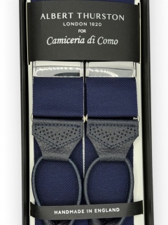 Bretella blu navy con pelle blu martellata brogue (#1296)