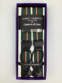 ALBERT THURSTON MOIRE RIGID NAVY BRACES WITH WHITE BRAID BUTTON ENDS