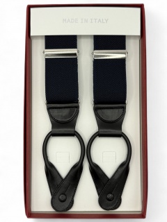 Bretelle in elastico blu con pelle nera (#1208)