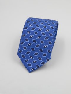 Cravatta azzurra 100% seta stampata