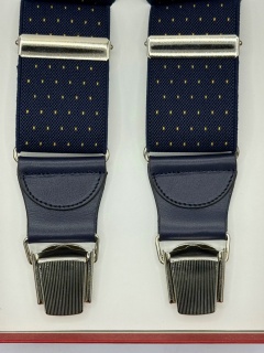 Bretelle in elastico blu pois gialli 35mm 4 clips (#1191)
