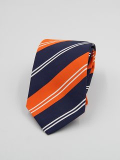 Cravatta regimental arancione/blu/bianco 100% seta