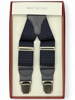 Bretelle in elastico blu pois gialli 35mm 4 clips (#1191)
