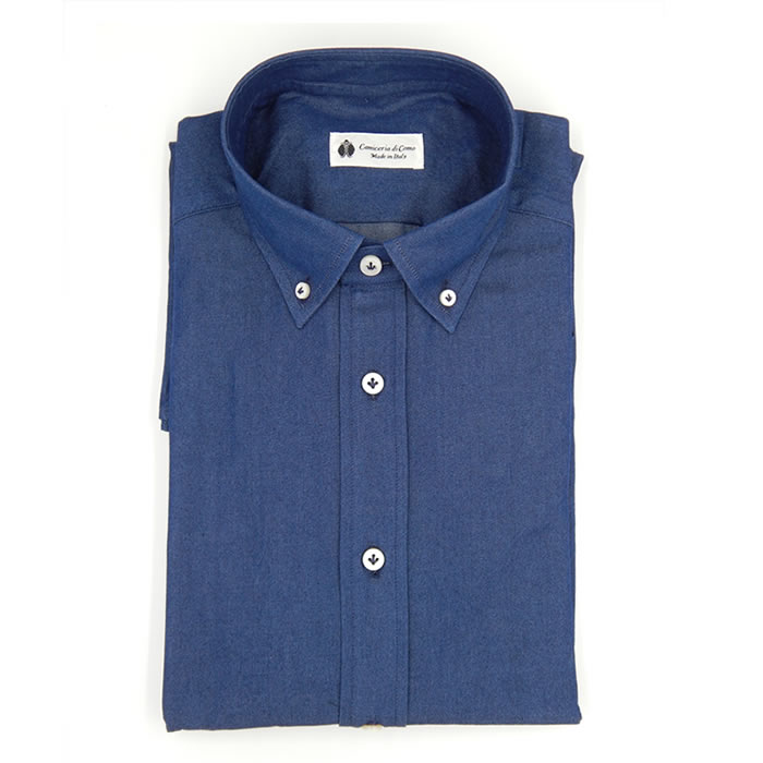 camicia uomo denim blu popeline