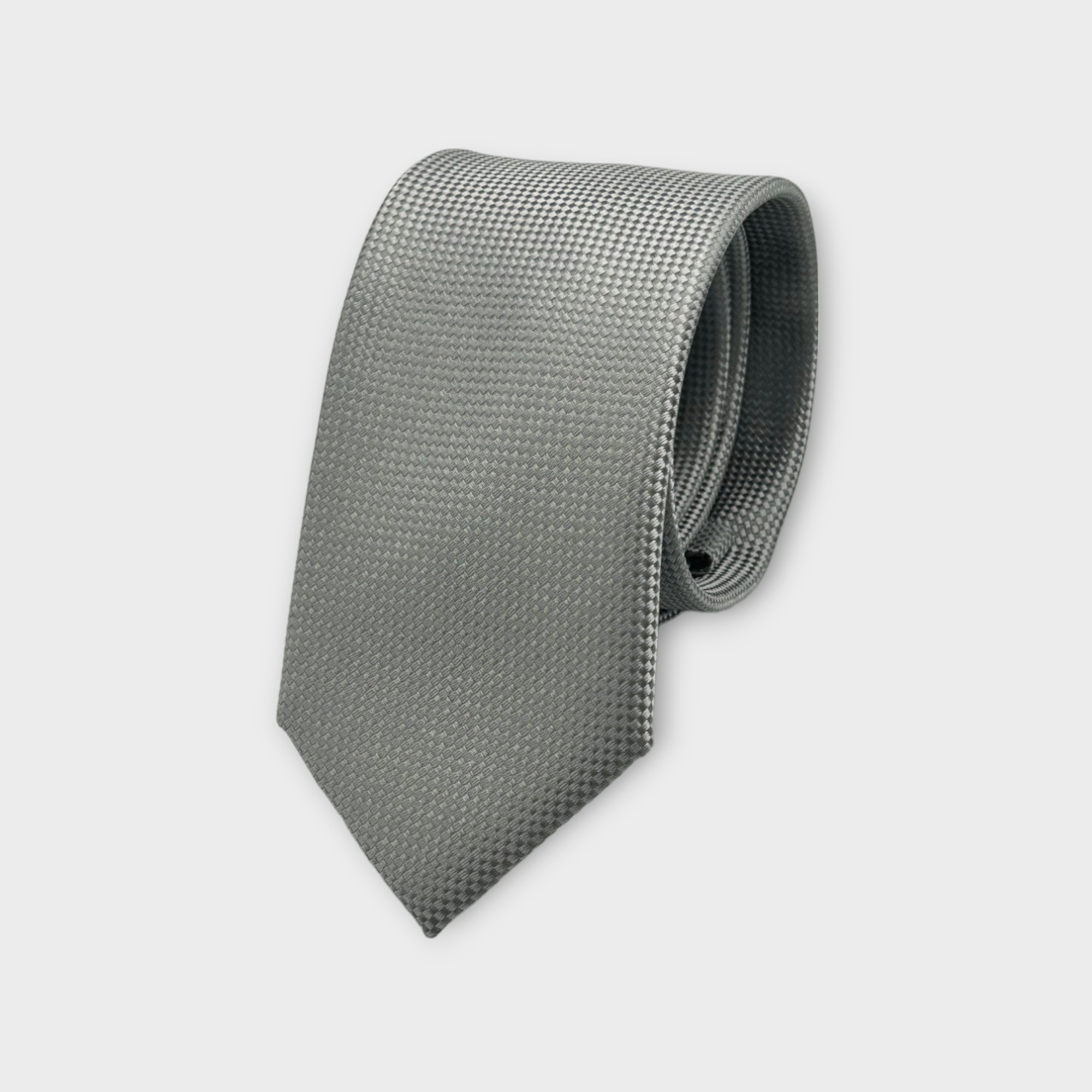 Set Camicia E Cravatta Da Uomo A Maniche Lunghe - Con Pochette Abbinata - Tessuto Elasticizzato - Grigio, Taglia Medium - 2