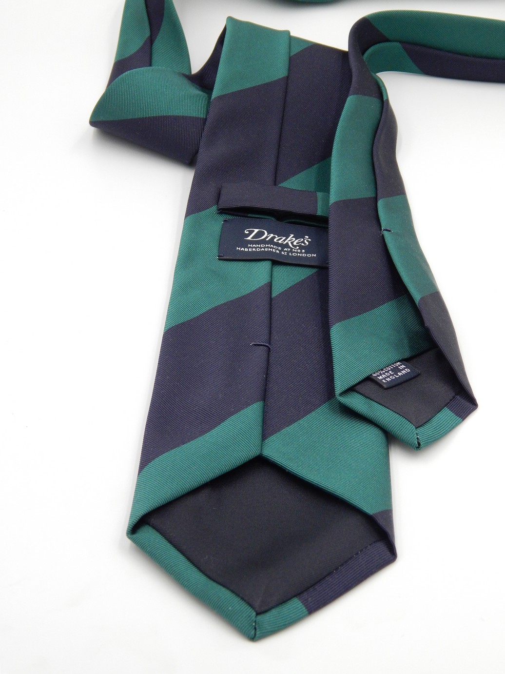 Midnight/Green Regimental silk tie Camiceria di Como
